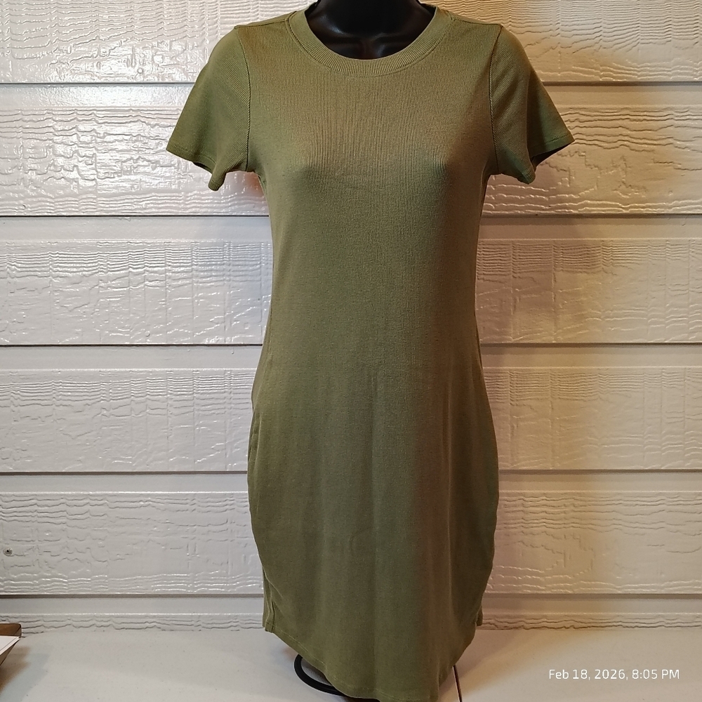 Melrose and Market Set of 3 Small Mini Dress Ribbed Bodycon Green Teal Black